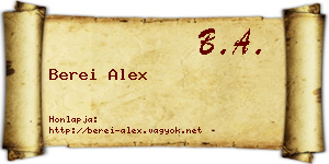 Berei Alex névjegykártya